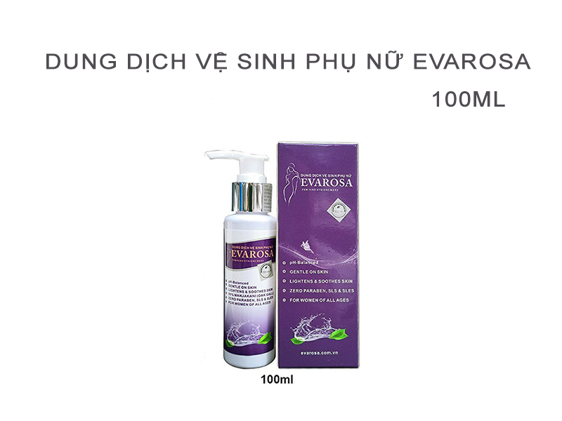 Dung dịch vệ sinh phụ nữ Evarosa dịu nhẹ khô thoáng pH 5.5 100ml made in Vietnam