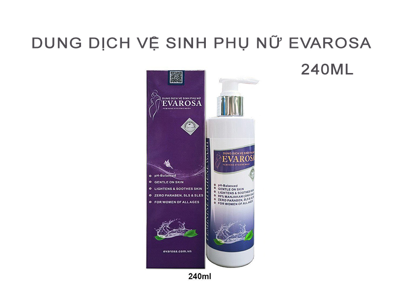 Dung dịch vệ sinh phụ nữ Evarosa dịu nhẹ khô thoáng pH 5.5 240ml made in Vietnam