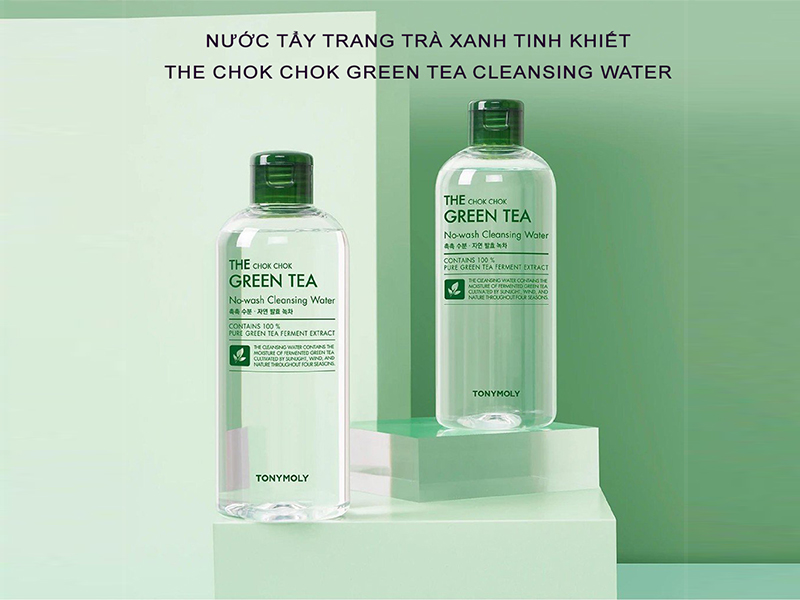 Nước tẩy trang trà xanh lành tính Chok Chok Green Tea no-wash Cleansing water 300ml