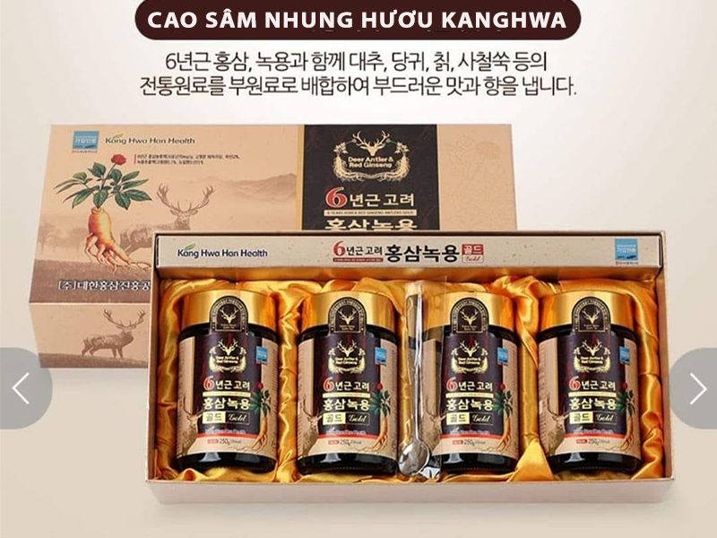 Cao sâm nhung hươu bồi bổ sức khỏe KangHwa sét 4 lọ x 250g - hàng nội địa Hàn Quốc