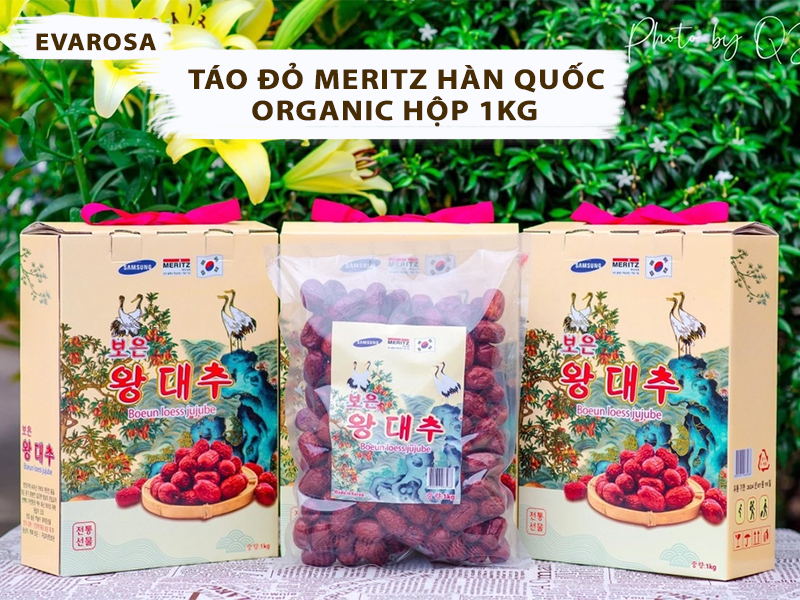 Táo đỏ organic ngủ ngon bổ máu tốt tiêu hóa Hàn Quốc Meritz Samsung 1kg